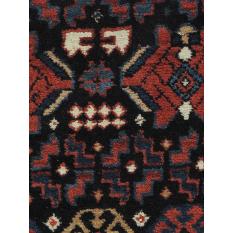 One-of-a-Kind Runner 2'9" X 12'11" 1900s Runner Wool Area Rug in Black/Navy/Red
