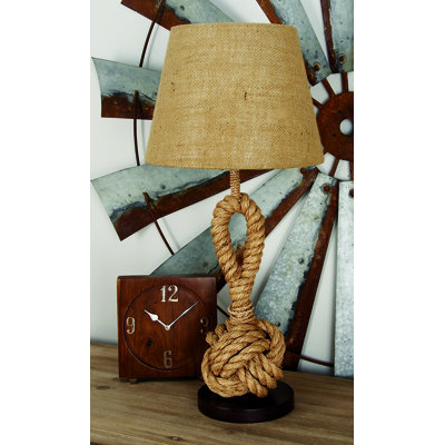 Jute Rope Twisted Rope Room Brown Table Lamp with Linen Shade