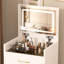Meuble-lavabo spacieux avec bureau visible en verre - 3 tiroirs blancs, pour la chambre à coucher et le rangement