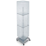 Four-Sided Pegboard Tower Floor Display on Revolving Wheeled Base. Spinner Rack Stand. Panel Size: 14"W x 60"H