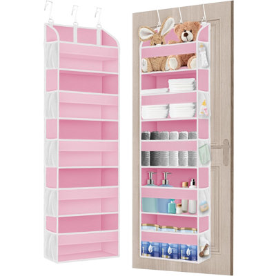 2 Pack Over The Door Storage Organizer With 5 Pockets 10 Mesh Pockets, 44 Lbs Weight Capacity Door Hanging Organizers And Storage For Bedroom,Bathroom,Nursery,Kidroom,Babyroom