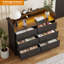 Commode 6 tiroirs pour chambre à coucher - Commode haute de 37 po avec éclairage à DEL et station de charge, armoire de rangement moderne avec tablette ouverte pour le salon, le vestibule, le couloir, noir-1654017920-1656007233