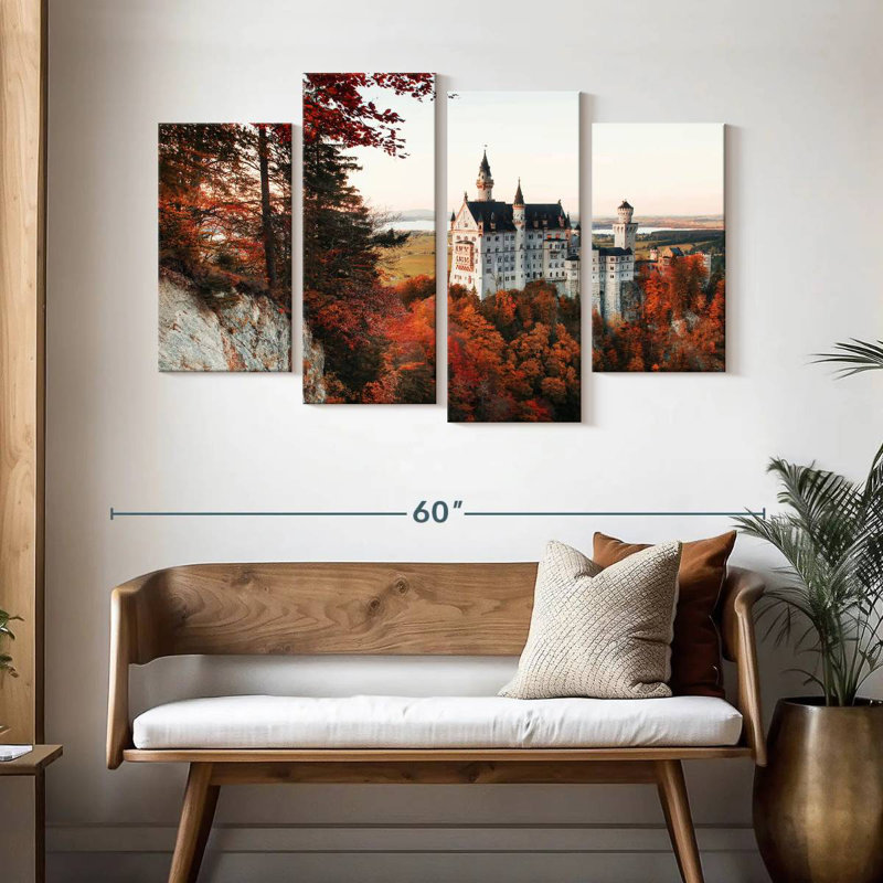 Lilie en automne au château de Neuschwanstein, H 32 po x l 52 po