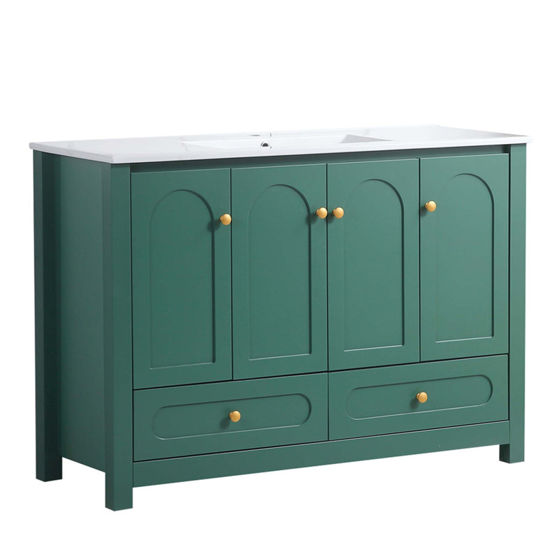 Ensemble de meuble-lavabo de salle de bain avec lavabo en résine, Green