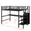 Lit mezzanine double en métal avec bureau, garde-robe et lumière DEL-1391901462