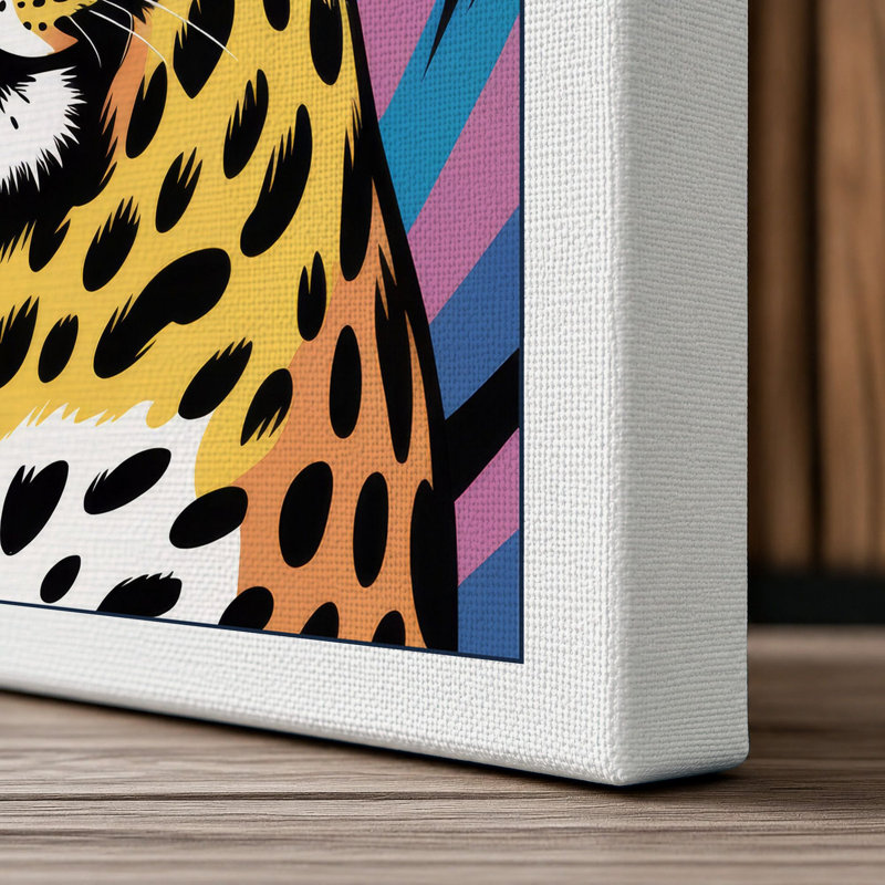 Bold Leopard Pop Art - Wrapped Canvas, 18x12 - 45.7 x 30.5 cm, White Border