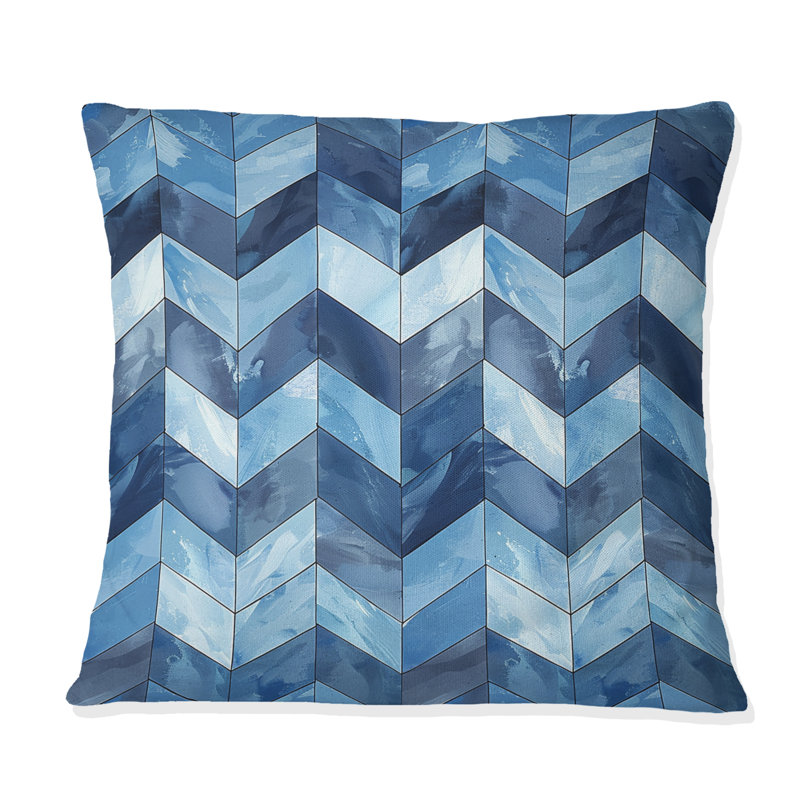 Blue Modern Chevron Charm II - Coussin décoratif moderne, H 16 po x l 16 po
