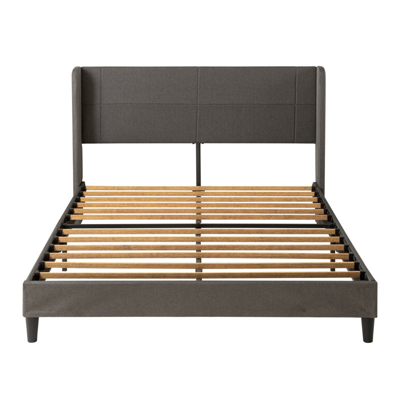 Hamall Upholstered Bed Frame with Headboard, Kingsize (5'), Dark Grey