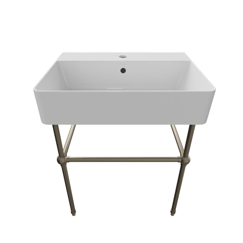 Nuo 2 19.62'' L Bathroom Sink, White/Brushed Nickel