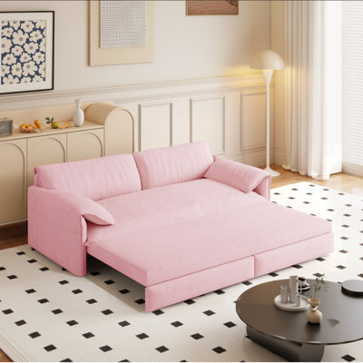 Grand canapé-lit de 66 po, canapé-lit convertible 3-en-1 avec rangement latéral, causeuse en velours multifonctionnelle pour le salon, la chambre à coucher, un appartement ou un bureau.