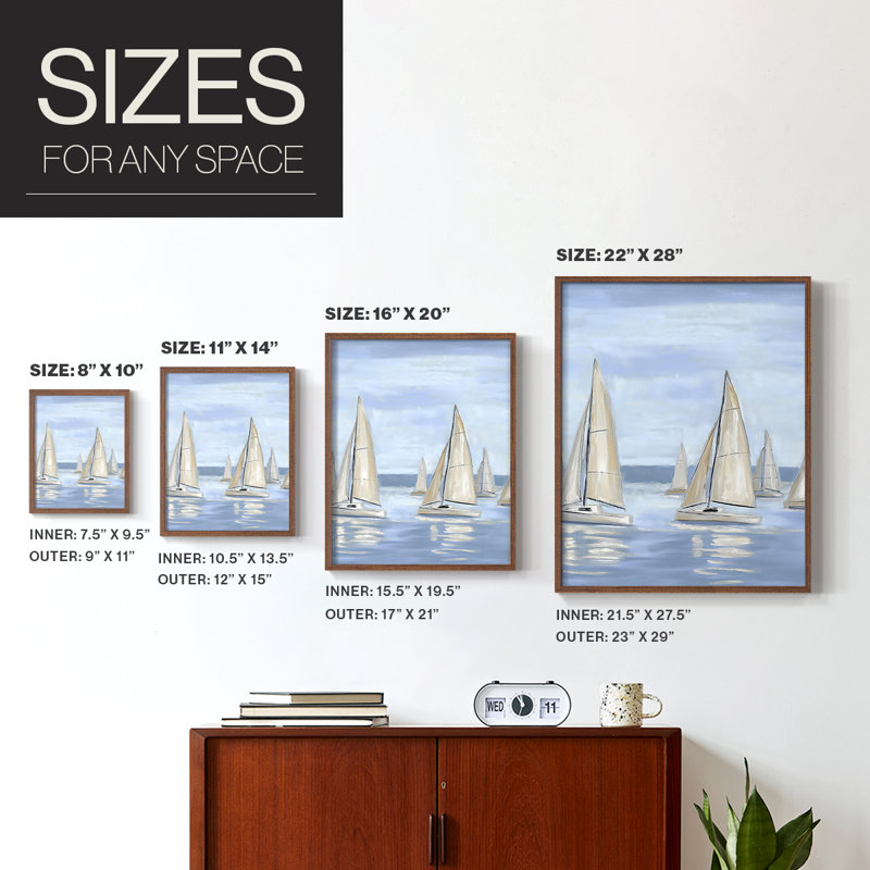 NAUTICAL Series V, reproduction encadrée - bois massif, Noyer, H 21 po x l 17 po