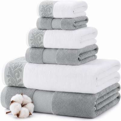 Modern Threads 600 GSM 6-Piece Towel Set with Filgree Jacquard Border