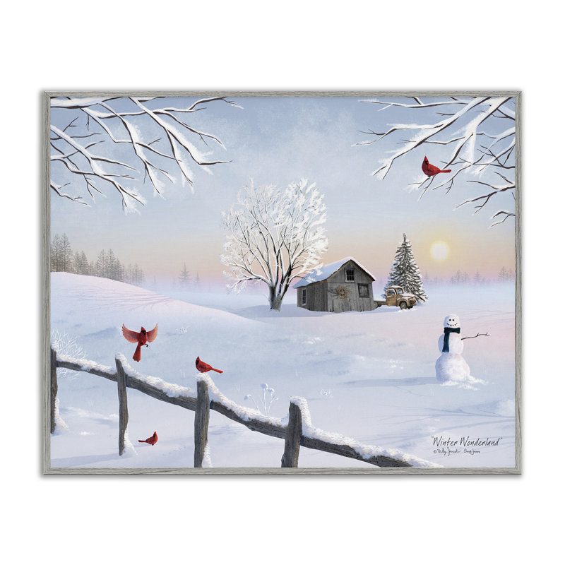 «Winter Wonderland Sunrise», art de la giclée encadrée, design par Billy Jacobs, Estampe numérique Farmhouse