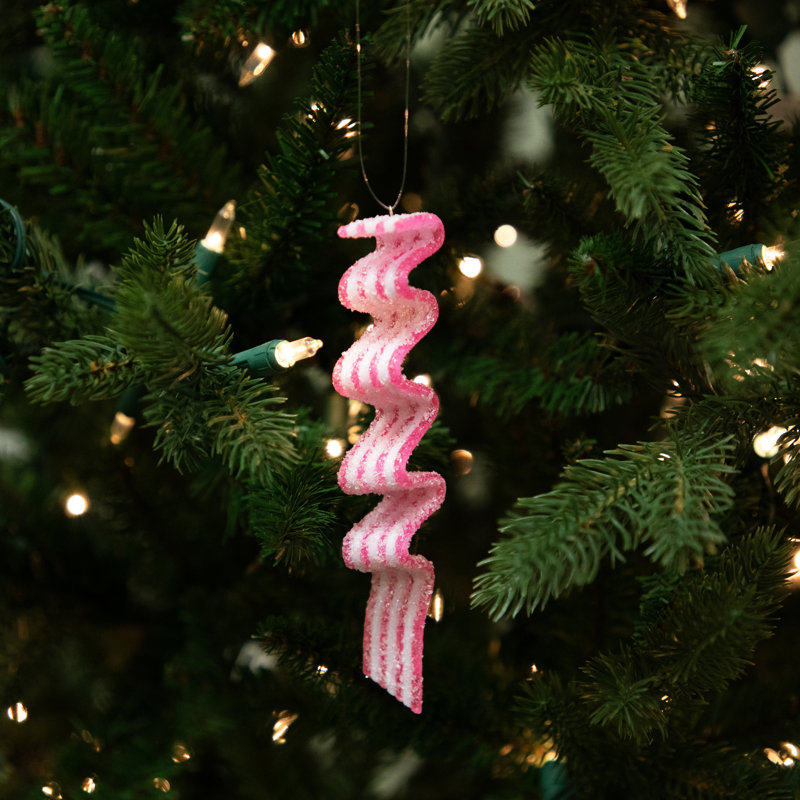 Ornements de Noël en forme de ruban de sucre vert et rose 6 carats 6,75 po