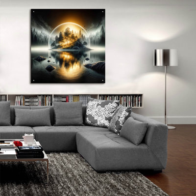Art mural en verre épique «First Light Magic» par Rey Klimt, 36 po x 36 po