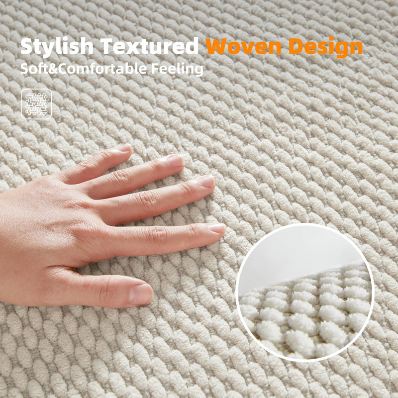 Beige Chenille Bathroom Rug Non-slip