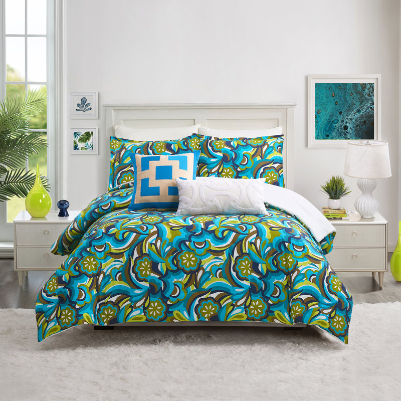 Ensemble d'édredon 100% coton percale Fall, Édredon pour grand lit + 2 taies décoratives sta