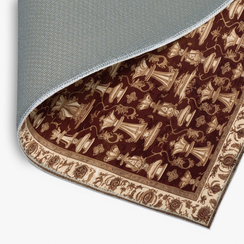 Tapis d'intérieur et d'extérieur brun français, Rectangle 4pi x 6 pi