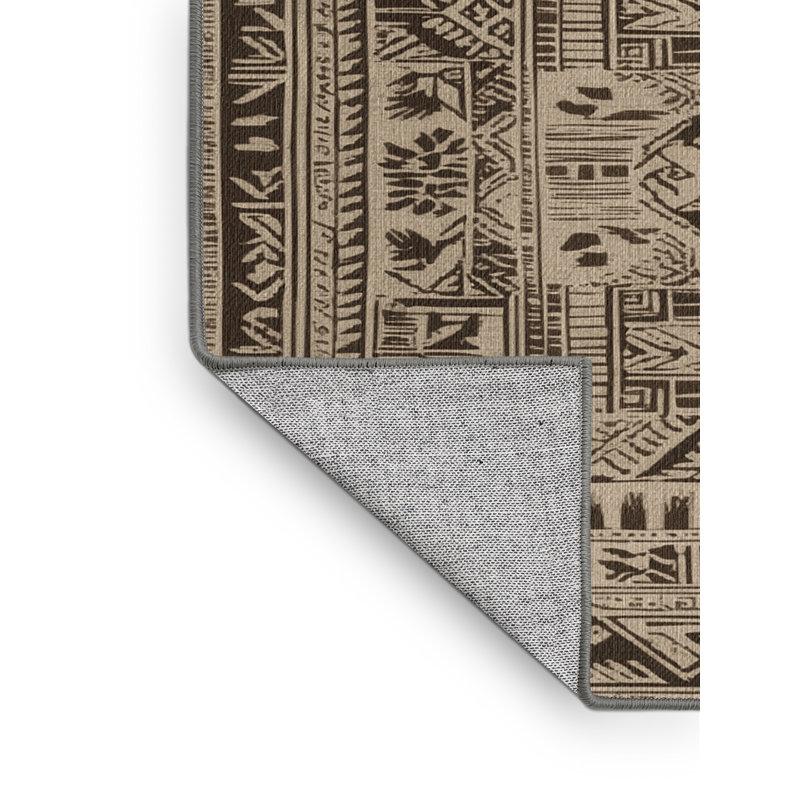 Washable Tapa Cloth Hawaiian Area Rug, Rectangle 3' x 5'