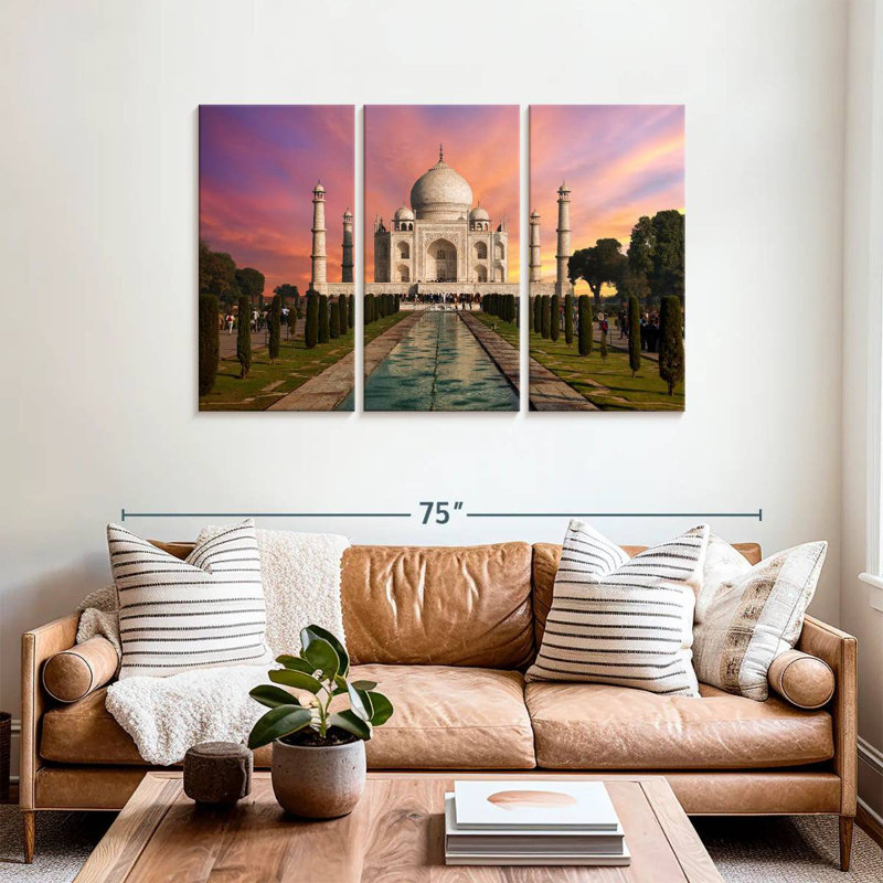 Lever de soleil au Taj Mahal, H 36 po x l 57 po