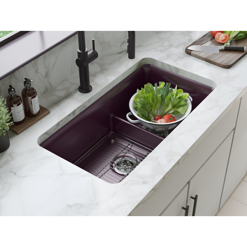 Cairn Smart Divide 33-1/2" Undermount Kitchen Sink, Matte Taupe