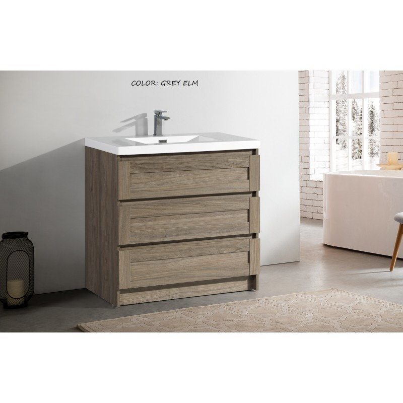 Ensemble de meuble-lavabo simple 35 po Kyiv, Orme gris