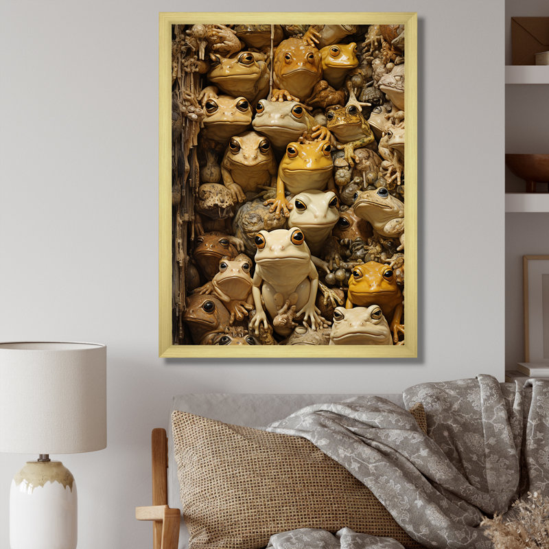 Minimalisme, grenouille pyramide I sur toile, Cadre photo doré simple, H 20 po x l 12 po x P 1 po