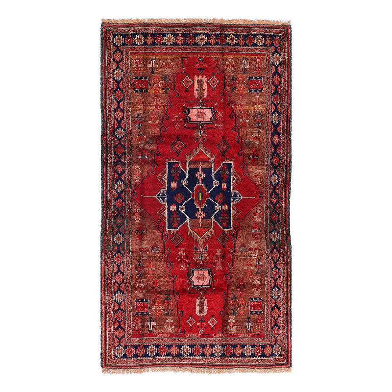 Hamadan persan antique finement noué à la main 4 pi 3 po x 8 pi