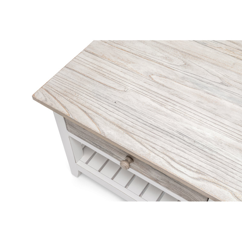 Table basse au fini gris pommelé et blanc