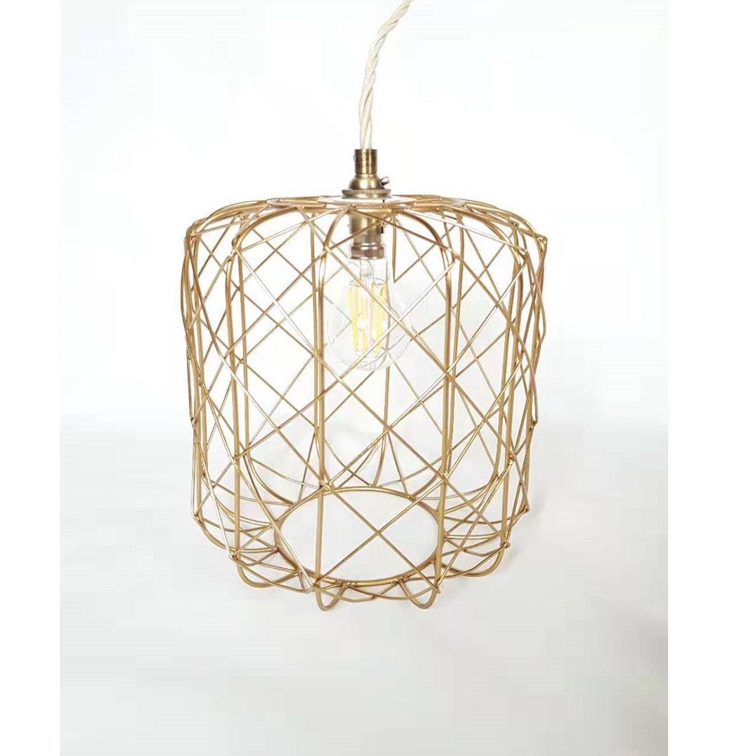 25cm H Metal Drum Pendant Shade ( Screw On ) in Brass