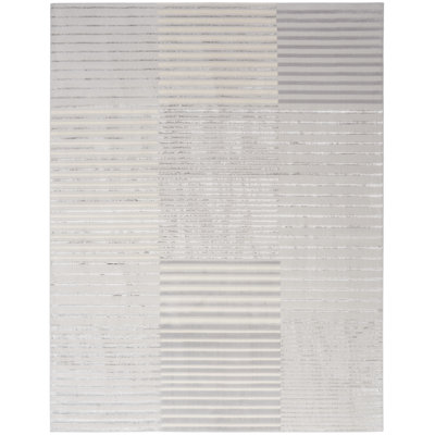 Abstract Machine Woven Polypropylene/Polyester Area Rug in Gray