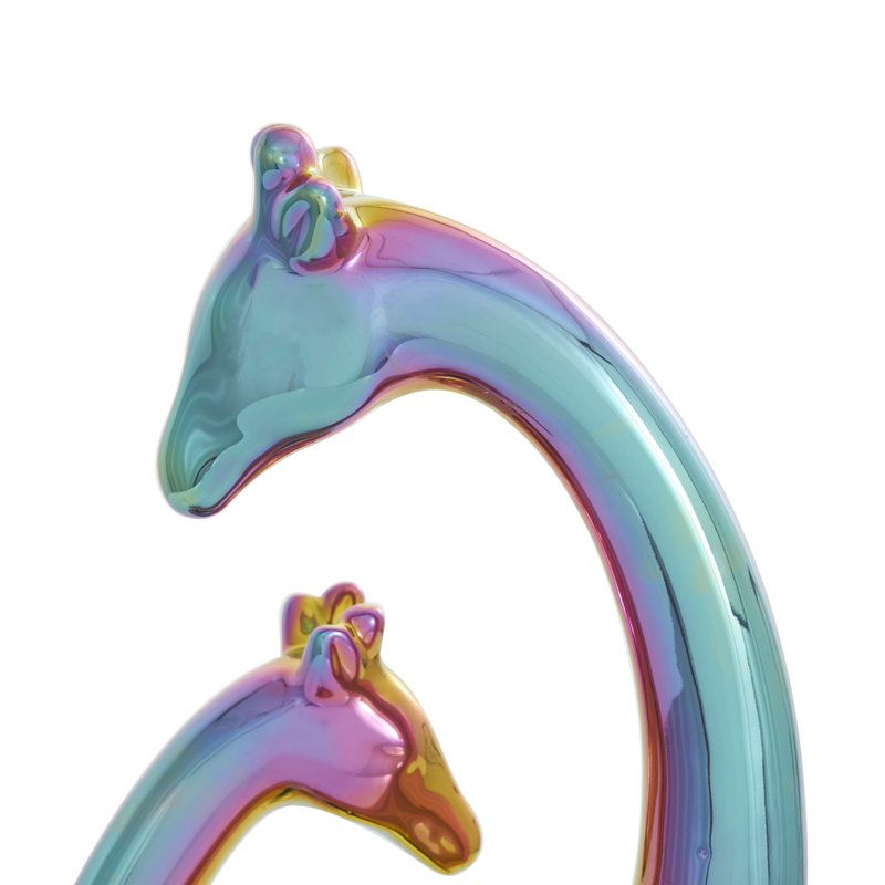 Ceramic Giraffe Decorative Sculpture, Multicolored