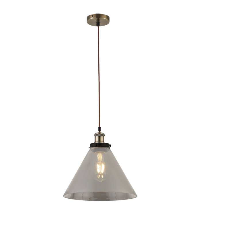 1 - Light Cone Pendant, Smoked, Antique Brass