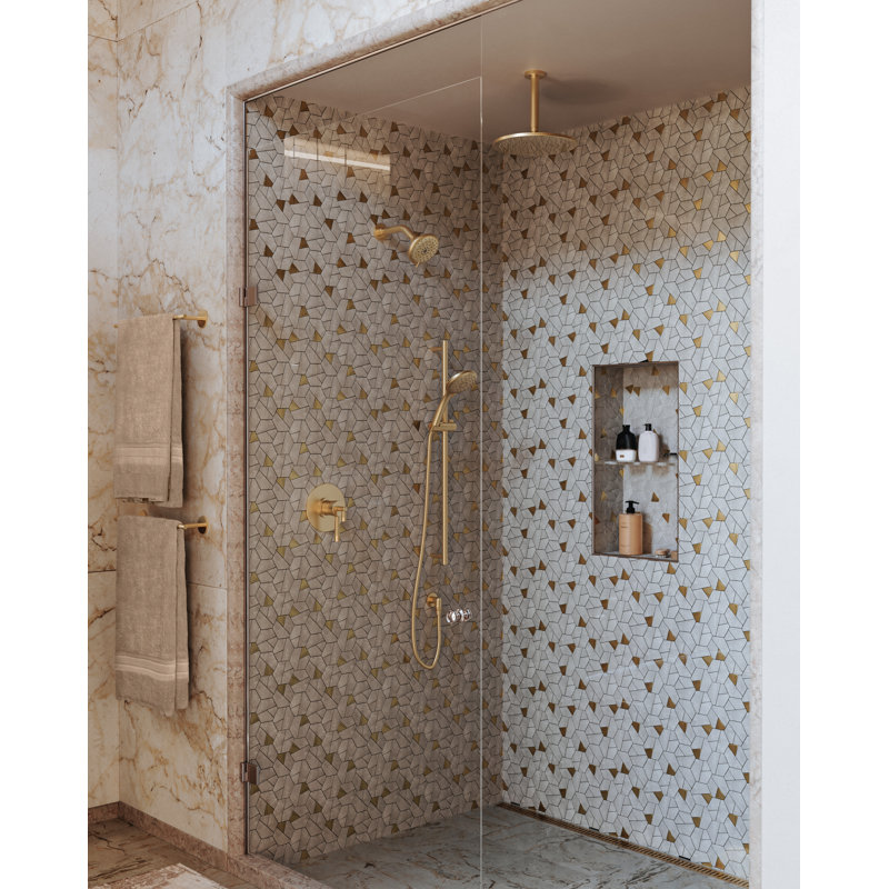 Amahle Wall Mounted Bathroom Faucet, Unlacquered Brass