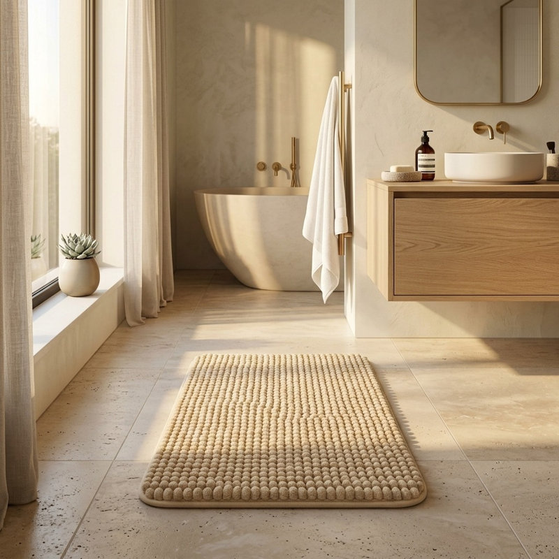 Chenille Bath Mat, Beige