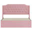 Grand lit rose avec revêtement, boutons en cristal, tête de lit à oreilles et rangement rembourré de grande taille, rangement pour utilisateur, rosé-959575159