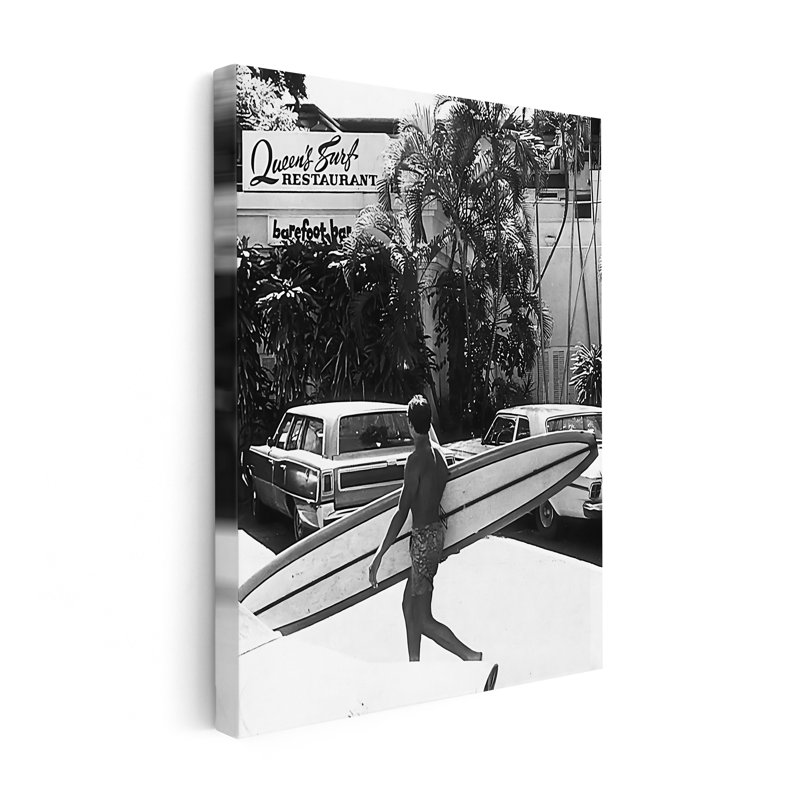 Surfeur qui marche, Poster, White Framed, 08"H x 10"W