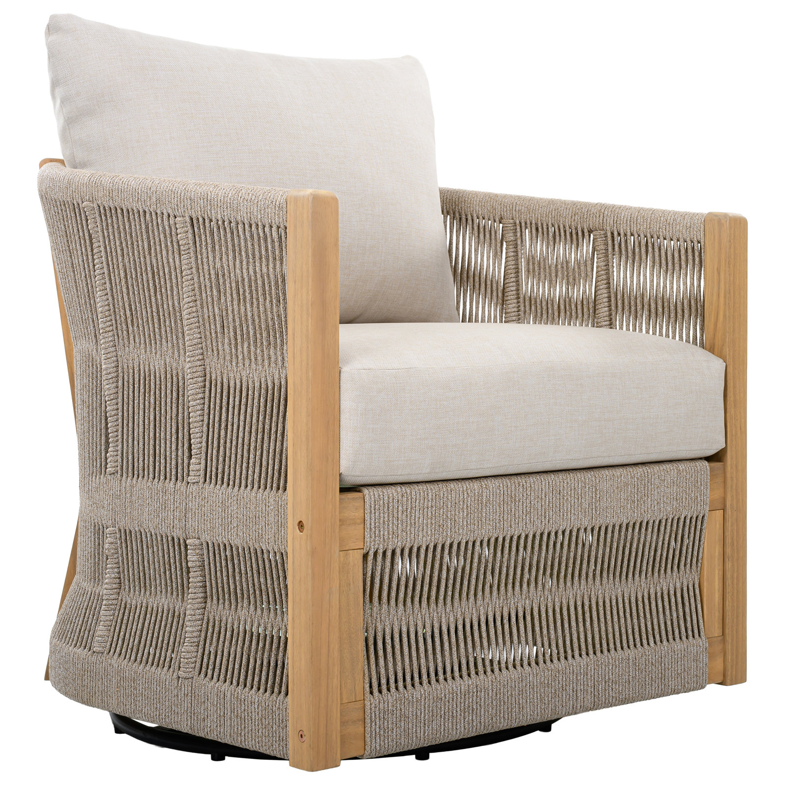 Acacia Swivel Patio Lounge Chair, Taupe