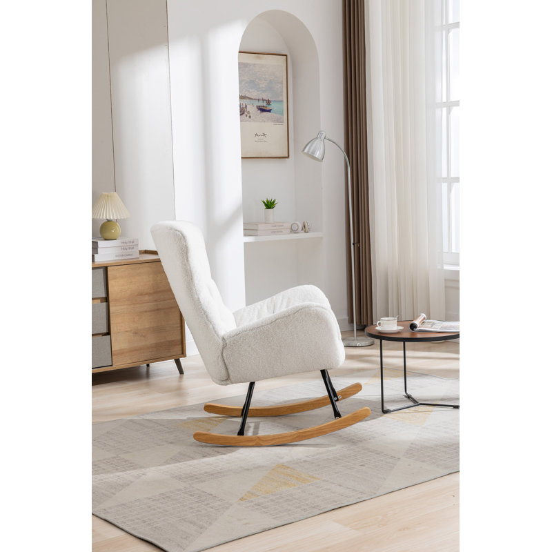 Chaise berçante rembourrée Lamond, Ivoire