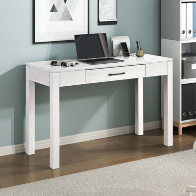 Élégant bureau d'écriture 1 tiroir avec tiroir, prise de courant intégrée et port de charge USB, parfait pour une efficacité de bureau à domicile moderne