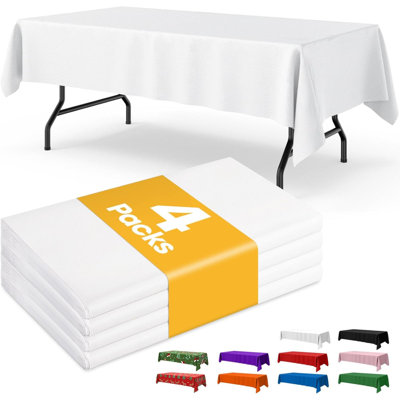 Nappe en plastique - Paquet de 4 nappes jetables rectangulaires pour table, housse de table imperméable pour les fêtes, les fêtes et les rassemblements