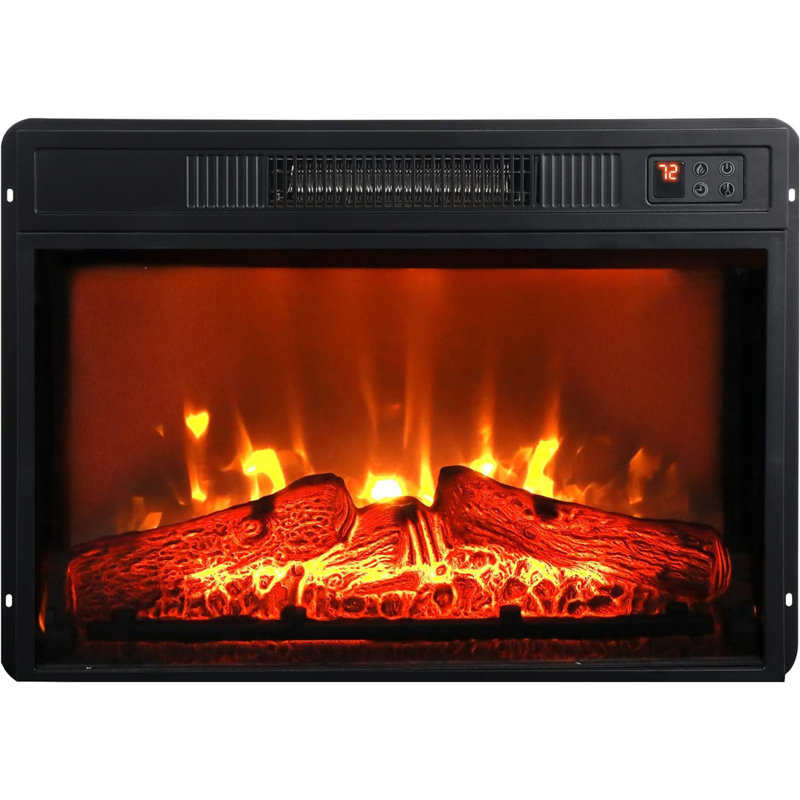 23" 3D Infrared Electric Fireplace Insert with IR Remote, Glass View & Adjustable Flames