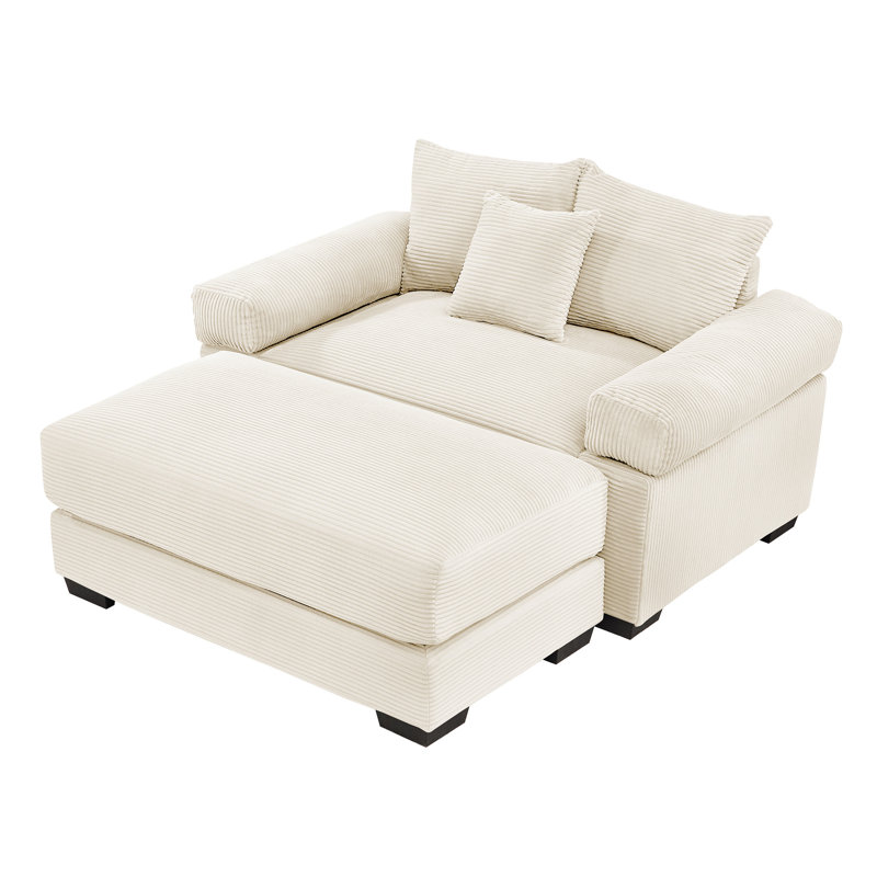 Canapé modulaire surdimensionné 54,3 po Cloud, Velours côtelé beige