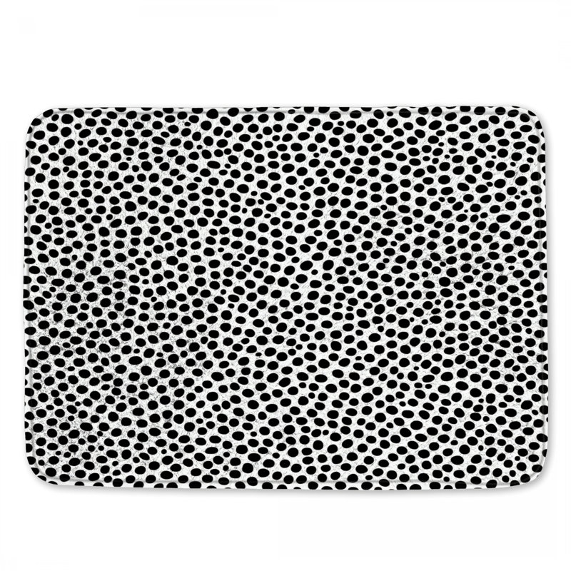 Tapis de bain noir à pois, L 24 po x L 17 po