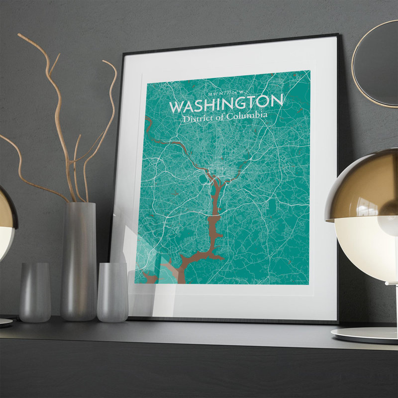 Washington - impression sur toile tendue, Vert / brun, 36" H x 24"W