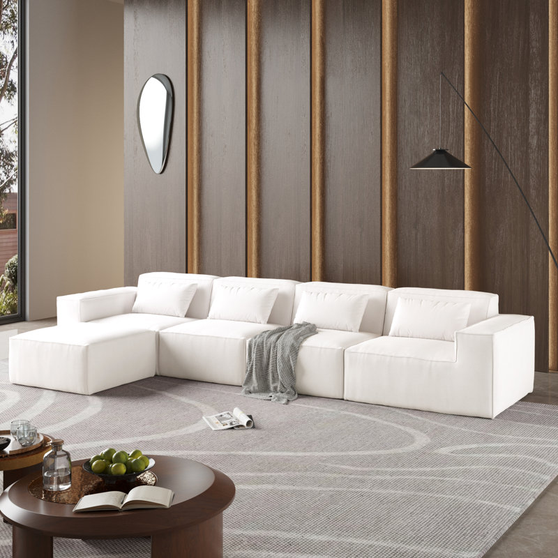 Canapé modulaire 5 pièces avec repose-pieds, Beige Foam