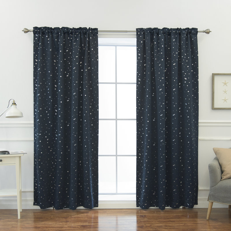 Paire de rideaux occultant et isolant Lesly, Bleu marine, l 52" x L 63"