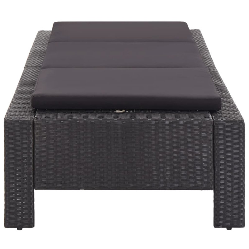 Averelle 88" Long Reclining Single chaise with Cushions, Black, Black