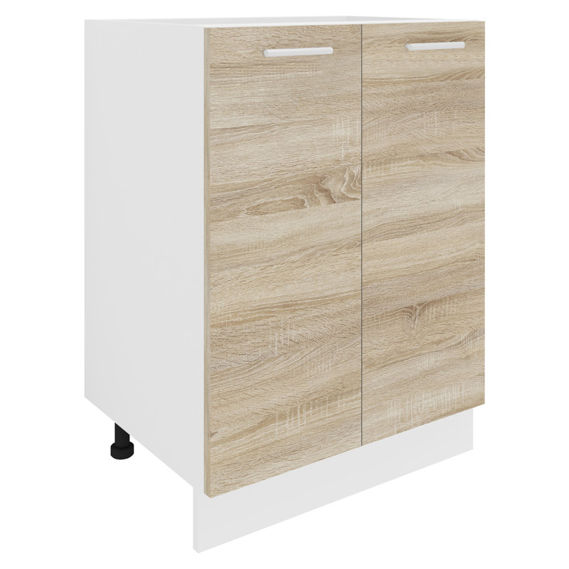 Sanira 82Cm H x 46Cm D Manufactured Wood Standard Base Cabinet, 82cm H x 60cm W x 46cm D, White/Sonoma oak
