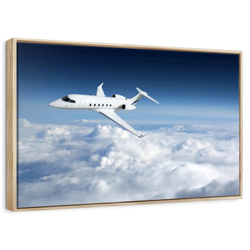 Avion d'affaires à haute altitude, Cadre flottant en bois naturel, 46 po x 31 po